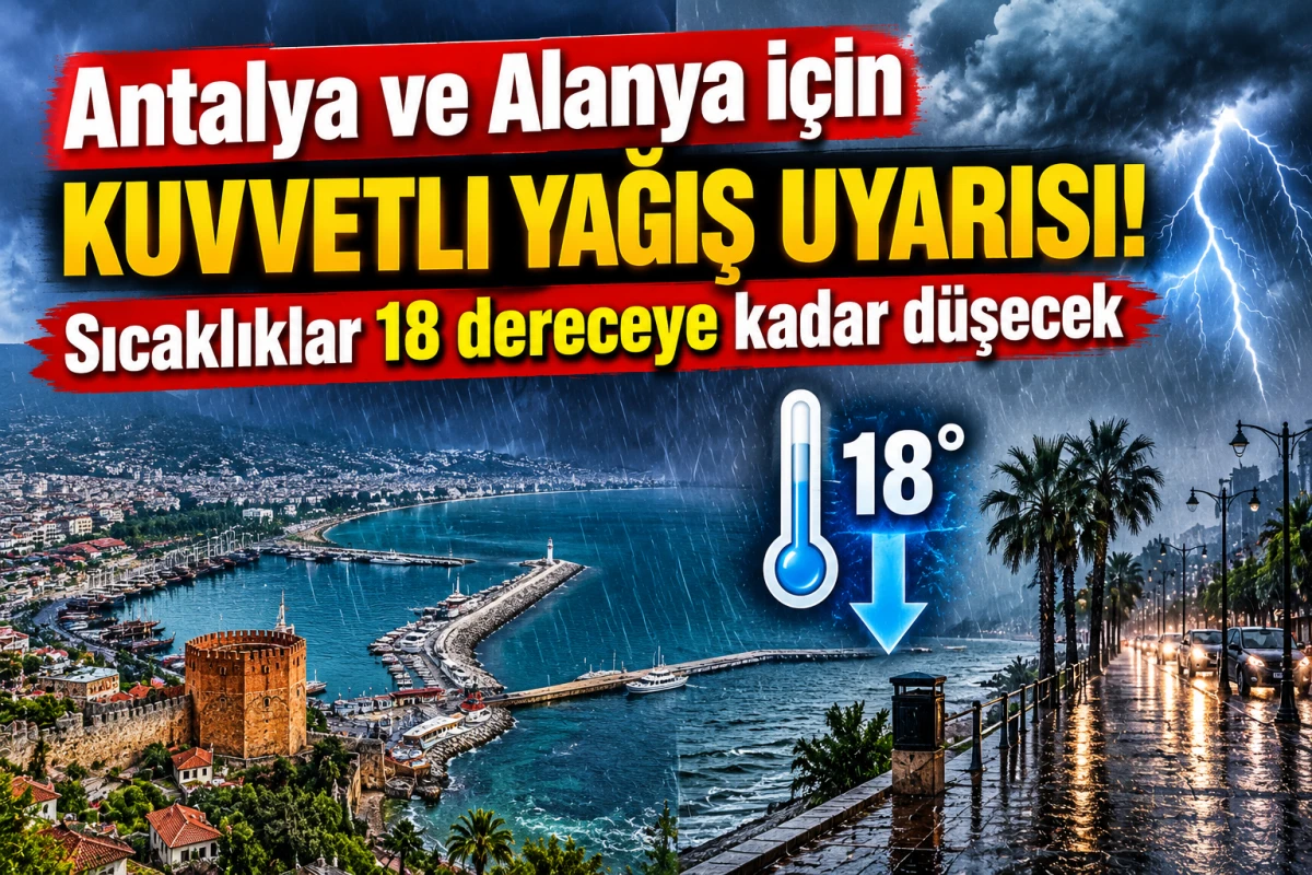 Antalya ve Alanya i&ccedil;in kuvvetli yağış uyarısı! Sıcaklıklar 18 dereceye kadar d&uuml;şecek